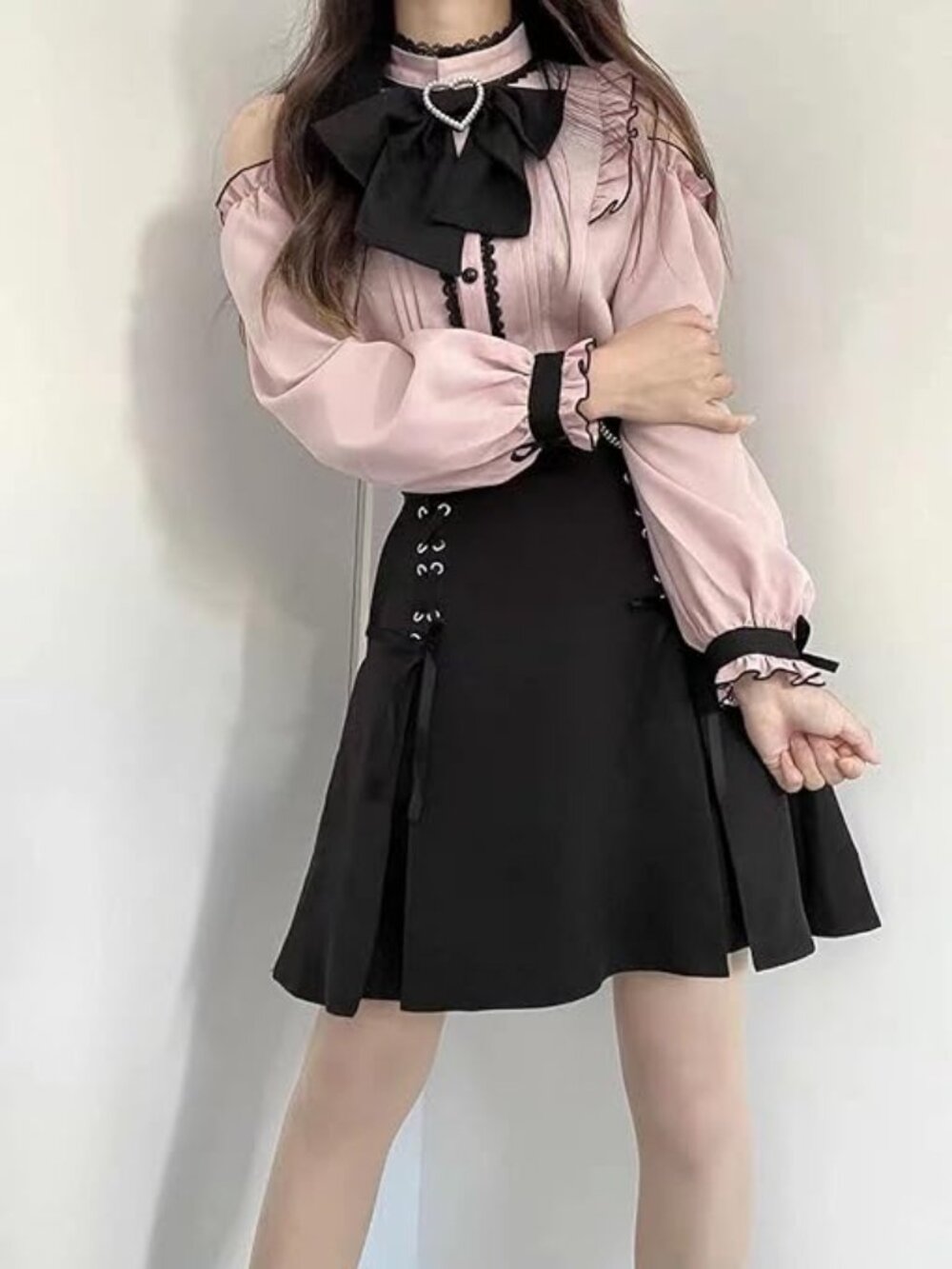 New - Kawaii Clothing Blouse Goth Shirt Women Lace Mesh Sheer Long Sleeve Blouse - Picture 2 of 3